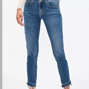 7 For All Mankind Cropped Boot Jeans Women's 28 Blue Denim Raw Hem